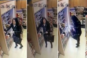 VIDEO Femeie la furat într-o benzinărie din Sibiu. A plecat cu geanta plină