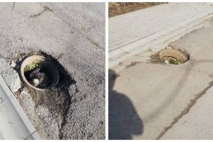 FOTO ȘTIREA TA: Capcană pentru şoferi, pe strada Petreşti din cartierul albaiulian Bărăbanţ