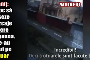 Neamţ: În loc să traseze marcaje rutiere pe şosea, ei le-au făcut pe trotuar