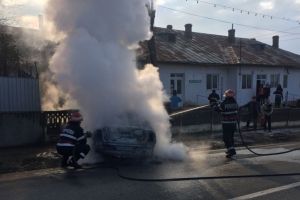 Masina facuta scrum in judetul Tulcea. Intervin pompierii (galerie foto)