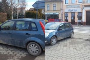 FOTO, ȘTIREA TA. Cum parchează ”Dorel” de Sebeş: Pe spaţiul pietonal, în dreptul trecerii de pietoni/ În Alba Iulia maşina ar fi fost ridicată