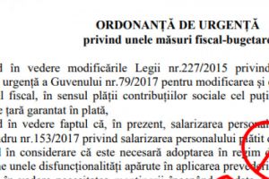 Ordonanţa de Urgenţă prin care salariile nu scad sub nivelul datei de 1 ianuarie
