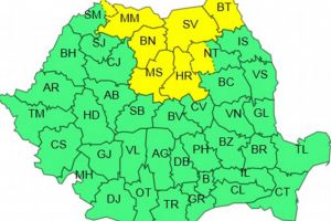Atenţionare de cod galben în Suceava şi în alte şase judeţe din nordul ţării