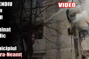 Incendiu la un stâlp de iluminat public în municipiul Piatra-Neamţ