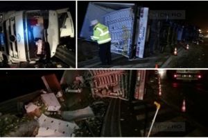 Autocamion rasturnat pe autostrada A1