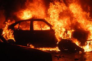 Maşina în flăcări între Mediaş şi Dumbrăveni