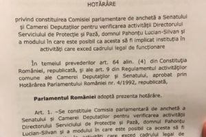 Parlamentul a decis înfiinţarea Comisiei de anchetă privind activitatea şefului SPP