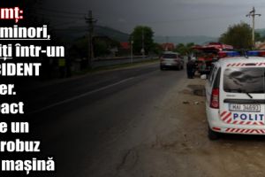 Neamţ: Doi minori, răniţi într-un accident rutier. Impact între un microbuz şi o maşină