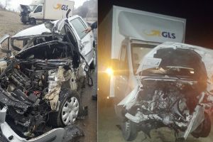 VIDEO FOTO Șoferul maşinii tamponată frontal de un beţiv la Tălmaciu: ’’A intrat frontal în mine’’