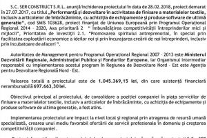 Performanţă şi dezvoltare în activitatea de finisare a materialelor textile, inclusiv a ...