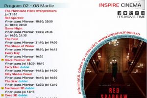 PROGRAM Inspire Cinema Alba Iulia. Ce filme vor rula în perioada 2 -8 martie 2018