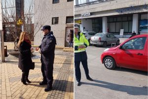 FOTO. Poliţiştii şi jandarmii sătmăreni au oferit mărţişoare doamnelor şi domnişoarelor
