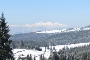 Imagini superbe din Munţii Bârgăului, acoperiţi de zăpadă şi mângâiaţi de razele soarelui