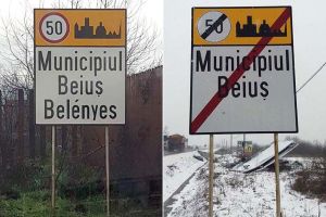 Belényes ca hoţii: În Beiuş au apărut şi dispărut, peste noapte, plăcuţe bilingve cu numele oraşului