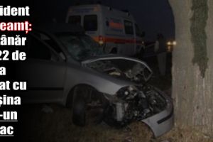 Accident în Neamţ: Un tânăr de 22 de ani a intrat cu maşina într-un copac