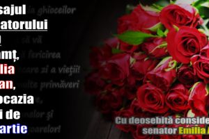 Mesajul senatorului PSD Neamţ, Emilia Arcan, cu ocazia zilei de 8 Martie