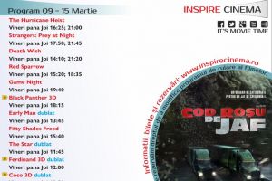 PROGRAM Inspire Cinema Alba Iulia. Ce filme vor rula în perioada 9 – 15 martie 2018