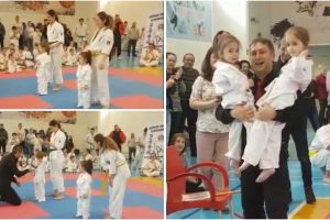 Alesia Tamas si Luiza Biliuta:   Doua gagalici de numai trei ani au facut deliciul publicului la Cupa Satori la Ashihara Karate 