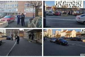 FOTO. Rucsac suspect în faţa Tribunalului Alba: Poliţiştii au restricţionat accesul şi au înconjurat zona/ Alerta a fost falsă