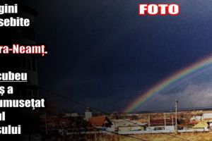 Imagini deosebite la Piatra-Neamţ. Un curcubeu uriaş a înfrumuseţat cerul oraşului