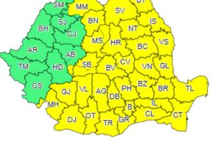 Cod galben de frig, ploi, ninsori şi vânt