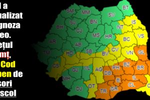 ANM a actualizat prognoza meteo. Judeţul Neamţ, sub Cod galben de ninsori şi viscol
