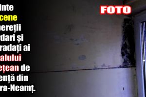 Cuvinte obscene pe pereţii murdari şi degradaţi ai Spitalului Judeţean de Urgenţă din Piatra-Neamţ.