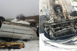 Accident pe DJ 711. O maşina s-a răsturnat pe câmp