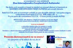 Asociatia Autism Cezar Nicolae organizeaza Balul SUITA. Mascote, tombola si spectacol muzical