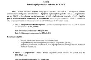 Anunţ  lansare apel proiecte – sesiunea nr. 3/2018