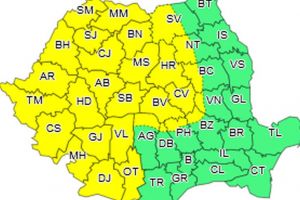 COD GALBEN de ploi şi intensificări ale vântului în Alba şi alte judeţe din ţară, de sâmbătă dimineaţa până duminică seara