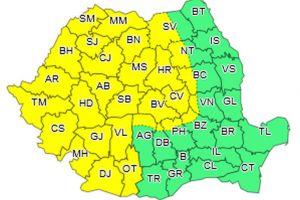 ANM: COD GALBEN de vânt puternic şi ploi moderate cantitativ în Alba şi alte judeţe din ţară şi ninsoare în zona înaltă