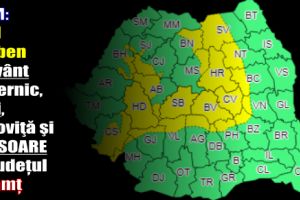 ANM: Cod galben de vânt puternic, ploi, lapoviţă şi ninsoare în judeţul Neamţ