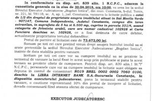 Imobil situat in Movila Verde, scos la vanzare prin licitatie publica organizata de B.E.J. Bogdan Ionica“