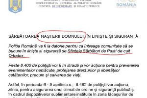 Politia Romana, promite ca va fi datorie de ….Nasterea Domnului