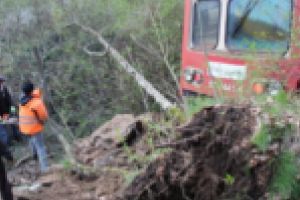 Tren lovit de stâncă la doi paşi de Reşiţa! Trafic feroviar blocat!