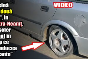 Maşină ”pe două roţi”, în Piatra-Neamţ. Un şofer filmat în timp ce „conducea pe jante”