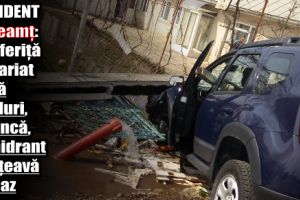 Accident în Neamţ: O şoferiţă a avariat două garduri, o bancă, un hidrant şi o ţeavă de gaz