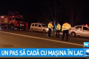 Accident spectaculos in judetul Ilfov. O soferita, la un pas sa cada cu masina in lac. Tanara ar fi fosta iubita a lui Raducu Mazare 