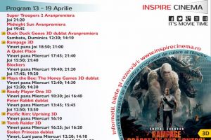 PROGRAM Inspire Cinema Alba Iulia. Ce filme vor rula în perioada 13 – 19 aprilie 2018