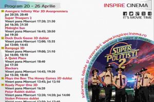 PROGRAM Inspire Cinema Alba Iulia. Ce filme vor rula în perioada 20 – 26 aprilie 2018