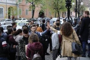 Studenţii de la UBB Cluj au protestat faţă de tăierea finanţării
