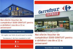 Voucher de 500 de dolari! O nouă înşelătorie în numele Lidl şi Carrefour circulă pe Facebook şi WhatsApp