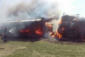 FOTOGALERIE. Incendiu de proporţii în judeţul Satu Mare. Pompierii se luptă cu flăcările