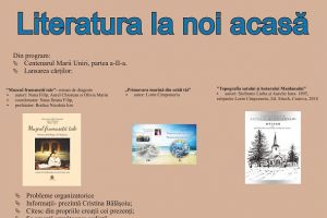 Biblioteca Judeţeană „Alexandru şi Aristia Aman” găzduieşte luni, 14 mai 2018, şedinţa lunară a Cenaclului „Literatura la noi acasă”