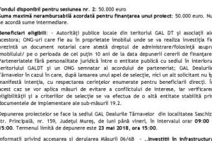 ANUNȚ PRELUNGIRE APEL DE SELECȚIE Măsura 06/6B, sesiunea 2
