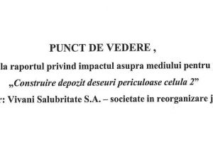 Slobozia: Construire depozit deşeuri periculoase celula 2. Punct de vedere al primăriei asupra raportului de mediu