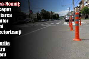 Piatra-Neamţ: A început montarea primilor piloni reflectorizanţi la trecerile pentru pietoni