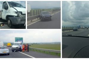 FOTO: ACCIDENT rutier pe autostrada Sebeş-Sibiu. Patru persoane rănite după o coliziune între o autoutilitară şi un autoturism