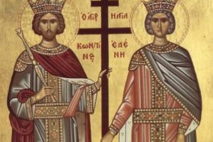 Sfinţii Împăraţi, întocmai cu apostolii, Constantin şi mama sa Elena
